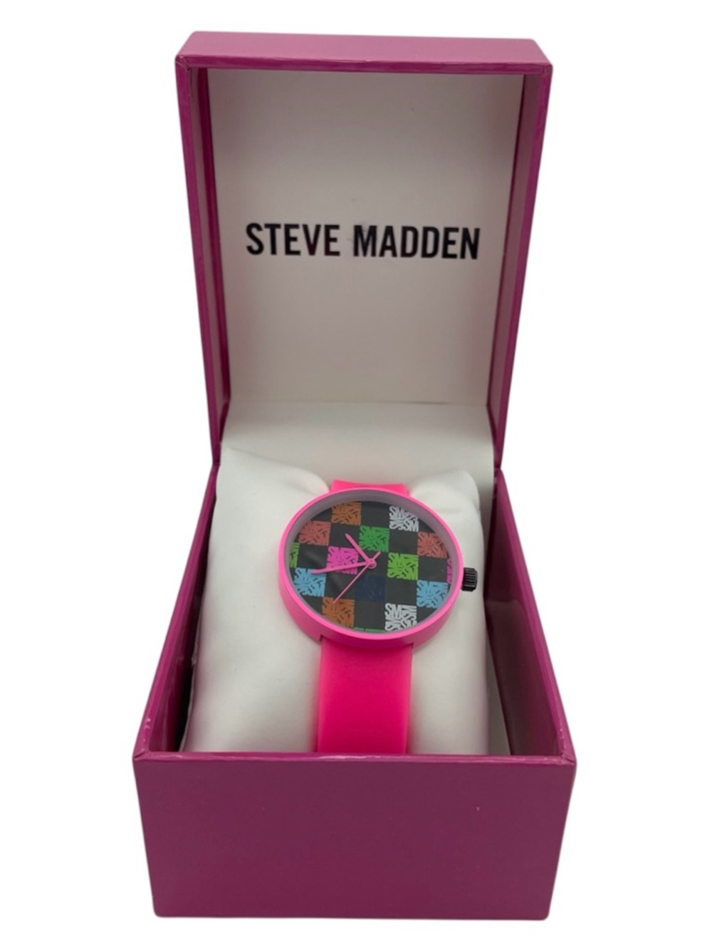Steve Madden multicolor pink silicon fashion hand watch - Picture 2 of 11
